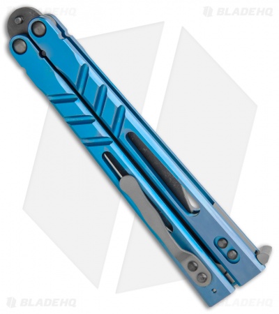 BRS Premium Alpha Beast Balisong Butterfly Knife Blue Ti (4.5" Acid)