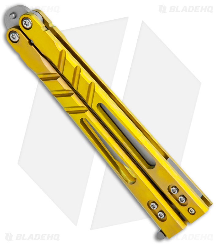 BRS Premium Alpha Beast | Titanium Butterfly Knife | Gold/Kukri
