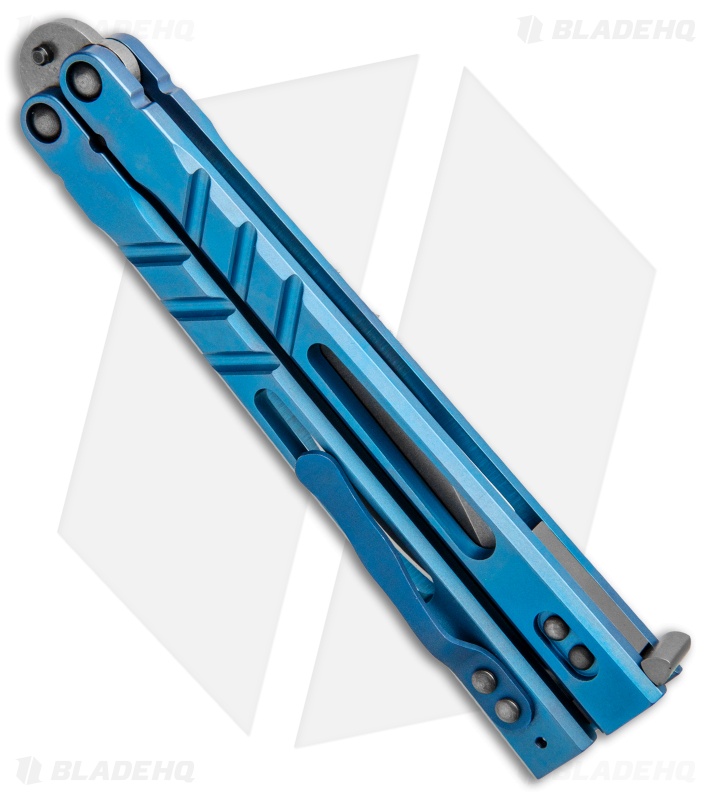BRS Premium Alpha Beast Kukri Balisong Butterfly Knife  Blue Ti (4.5" SW)