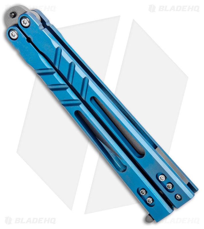 BRS Premium Alpha Beast Kukri Balisong Butterfly Knife  Blue Ti (4.5" SW)