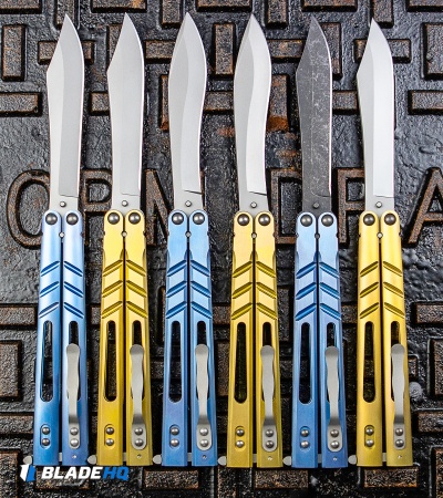 BRS Alpha Beast Infinity Balisong Butterfly Knife Titanium Blue (4.5" SW)