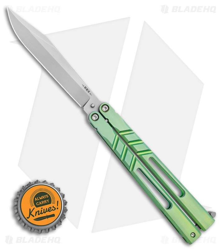 BRS Premium Channel Alpha Beast Butterfly Knife Green 4.5" Blade HQ