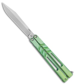 BRS Premium  Channel Alpha Beast Balisong Butterfly Knife Green Ti (4.5") CHAB