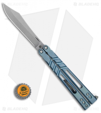 BRS Premium Alpha Beast Balisong Butterfly Knife  Blue Ti w/ Clip (4.5" SW)