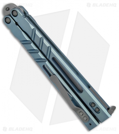 BRS Premium Alpha Beast Balisong Butterfly Knife  Blue Ti w/ Clip (4.5" SW)