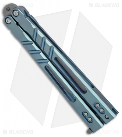 BRS Premium Alpha Beast Balisong Butterfly Knife  Blue Ti w/ Clip (4.5" SW)