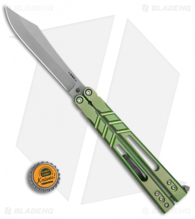 BRS Premium Alpha Beast Balisong Butterfly Knife  Green Ti w/ Clip (4.5" SW)