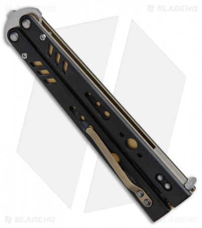 BRS Premium Replicant ALT Balisong Butterfly Knife Black G-10/Gold Ti (4.5" SW)