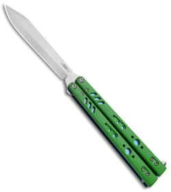 BRS Premium Replicant ALT Balisong Butterfly Knife Green G-10/Blue Ti (4.5" SW)