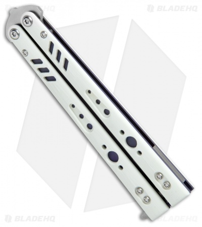 BRS Premium Replicant Balisong Butterfly Knife White G-10/Purple Ti (4.5" SW)