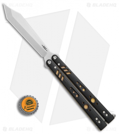 BRS Premium Replicant Balisong Butterfly Knife Black G-10/Gold Ti (4.5" SW)