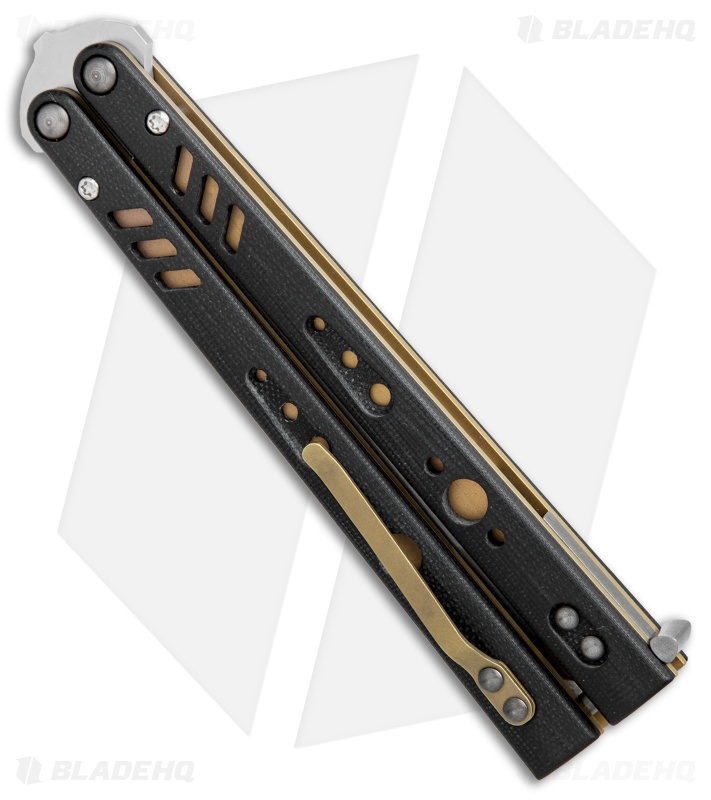 BRS Premium Replicant Balisong Butterfly Knife Black G-10/Gold Ti (4.5" SW)