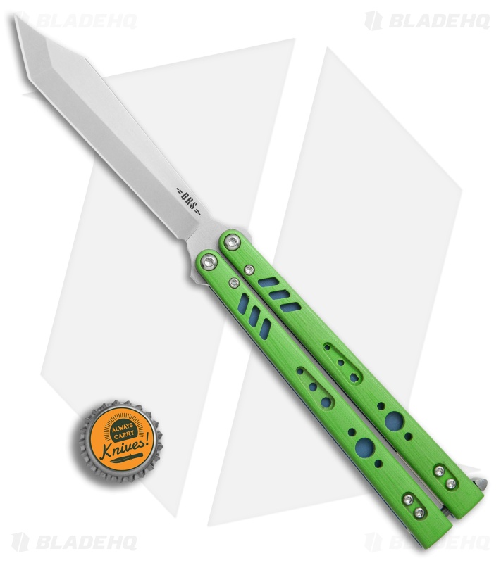 BRS Premium Replicant Balisong Butterfly Knife Green G-10/Blue Ti (4.5" SW)