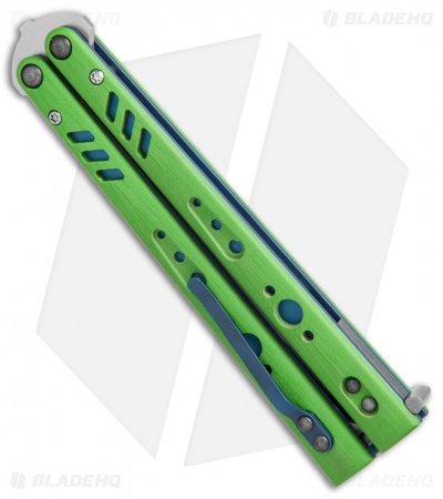 BRS Premium Replicant Balisong Butterfly Knife Green G-10/Blue Ti (4.5" SW)
