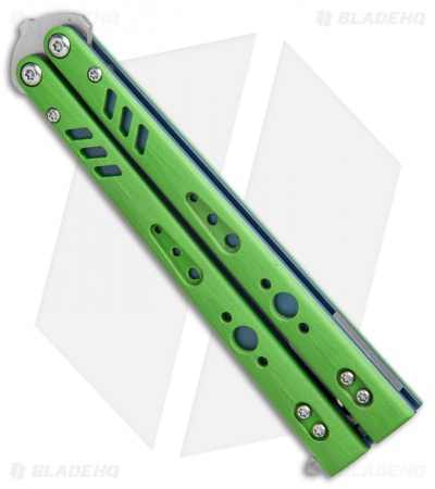 BRS Premium Replicant Balisong Butterfly Knife Green G-10/Blue Ti (4.5" SW)