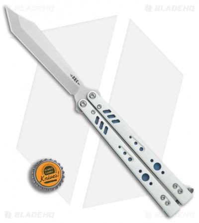 BRS Premium Replicant Balisong Butterfly Knife White G-10/Blue Ti (4.5" SW)