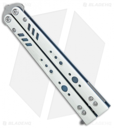 BRS Premium Replicant Balisong Butterfly Knife White G-10/Blue Ti (4.5" SW)