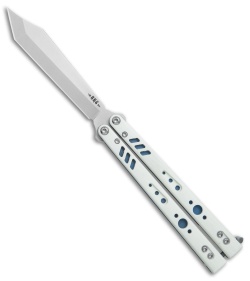 BRS Premium Replicant Balisong Butterfly Knife White G-10/Blue Ti (4.5" SW)