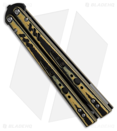 BRS Replicant ALT Blade Balisong Butterfly Knife Yellow/Black G-10 (4.5" Black)