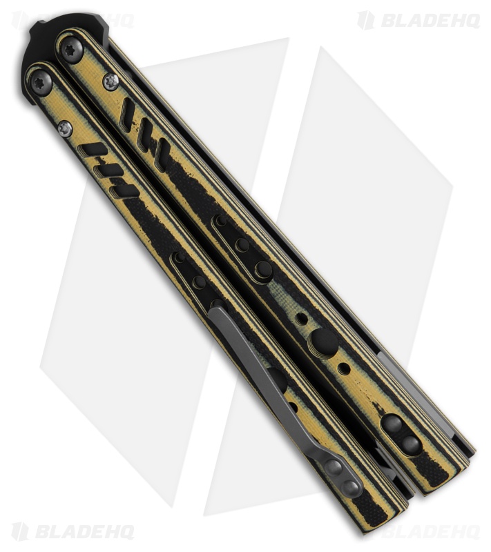 BRS Replicant ALT Blade Balisong Butterfly Knife Yellow/Black G-10 (4.5" Black)