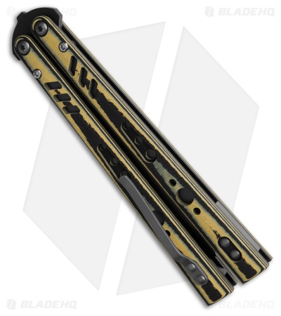 BRS Replicant ALT Blade Balisong Butterfly Knife Yellow/Black G-10 (4.5" Black)