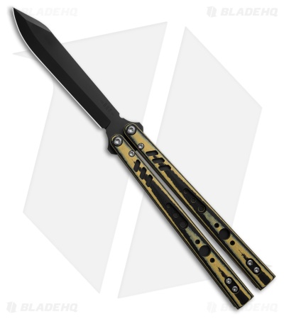BRS Replicant ALT Blade Balisong Butterfly Knife Yellow/Black G-10 (4.5" Black)