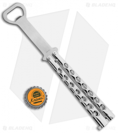 The Bartender "Bottle-Fly" Butterfly Knife Bottle Opener (Silver)