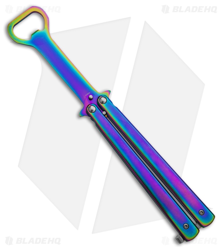 The Bartender "Bottle-Fly" Butterfly Knife Bottle Opener (3.4" Spectrum)