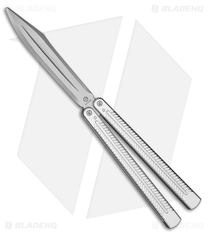 CIVIVI Dracolisk Butterfly Trainer Silver Aluminum (4.6" Stonewash)