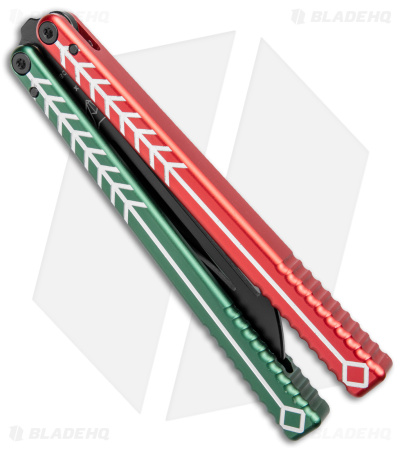 Nabalis Vulp Butterfly Balisong Trainer Red/Green (4.4" Black)