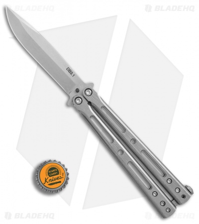 DogBite Knives DB3.1 Balisong Butterfly Knife Gray Ti (4" Stonewash)