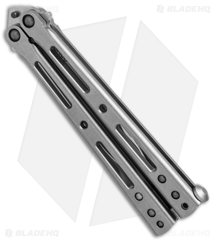 DogBite Knives DB3.1 Balisong Butterfly Knife Gray Ti (4" Stonewash)