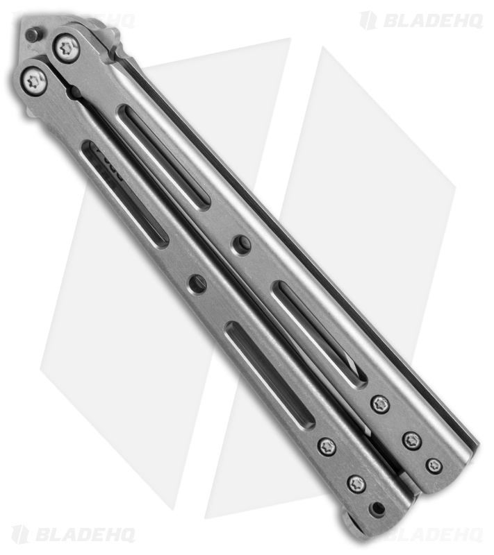 DogBite Knives DB3.1 Balisong Butterfly Knife Gray Ti (4" Stonewash)