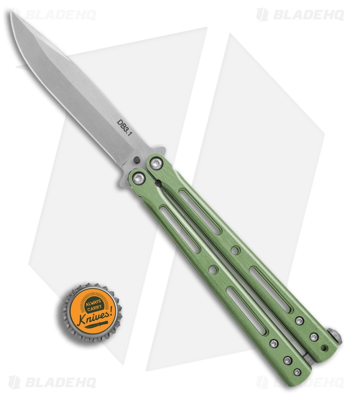 DogBite Knives DB3.1 Balisong Butterfly Knife Green Titanium (4
