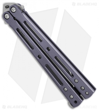 DogBite Knives DB3.1 Balisong Butterfly Knife Purple Ti (4" Stonewash)