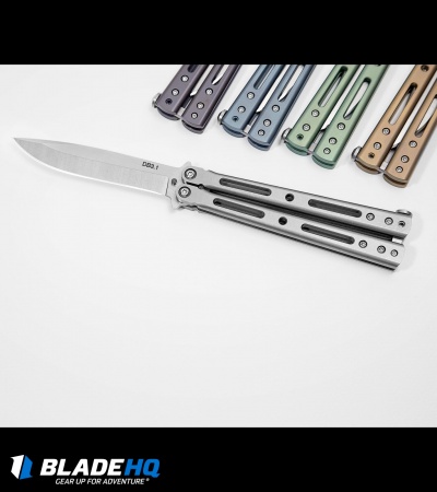 DogBite Knives DB3.1 Balisong Butterfly Knife Bronze/Gold Ti (4" Stonewash)