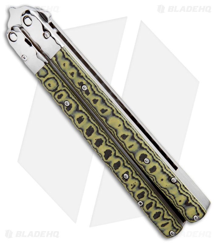 Sam Eddleman Bowie Balisong Butterfly Knife Sculpted Green/Black G10
