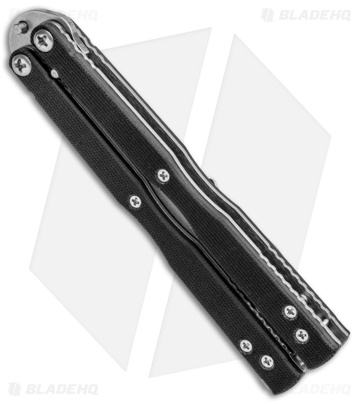 Emerson CQC-7 Flipper Balisong Butterfly Knife Black G-10 (3.8" Stonewash)