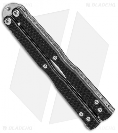 Emerson Commander Tactical Balisong Butterfly Knife Black G-10 (3.8" Stonewash)