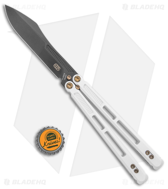 EOS Trident Balisong Butterfly Knife Stormtrooper White Ti (4.5" Black DLC)