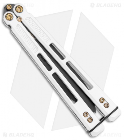EOS Trident Balisong Butterfly Knife Stormtrooper White Ti (4.5" Black DLC)