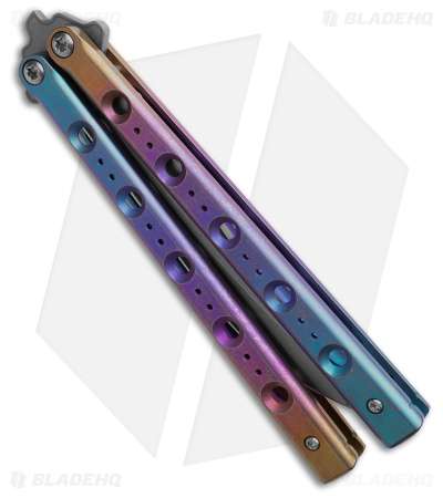 Flytanium Fly One Balisong Knife #61 Reverse Fade Titanium (4.6" Stonewash)