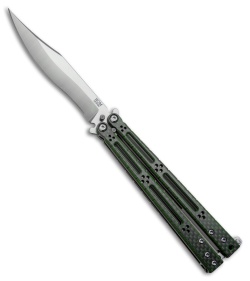 Hom Design Basilisk-R Balisong Butterfly Knife Green Carbon Fiber (4.6" Satin)