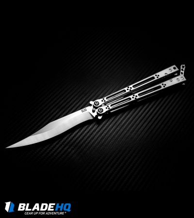 Hom Design Basilisk-R Titanium Balisong Butterfly Knife (4.6" Satin) Ti Spacers