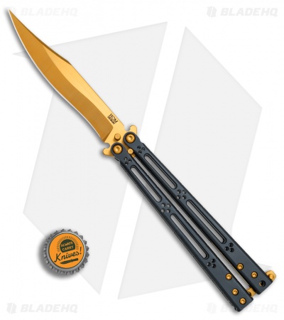 Hom Design Basilisk Elite Balisong Butterfly Knife PVD Ti (4.6" Gold)