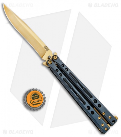 Hom Design Specter Elite Titanium Balisong Butterfly Knife (4.4" Gold)