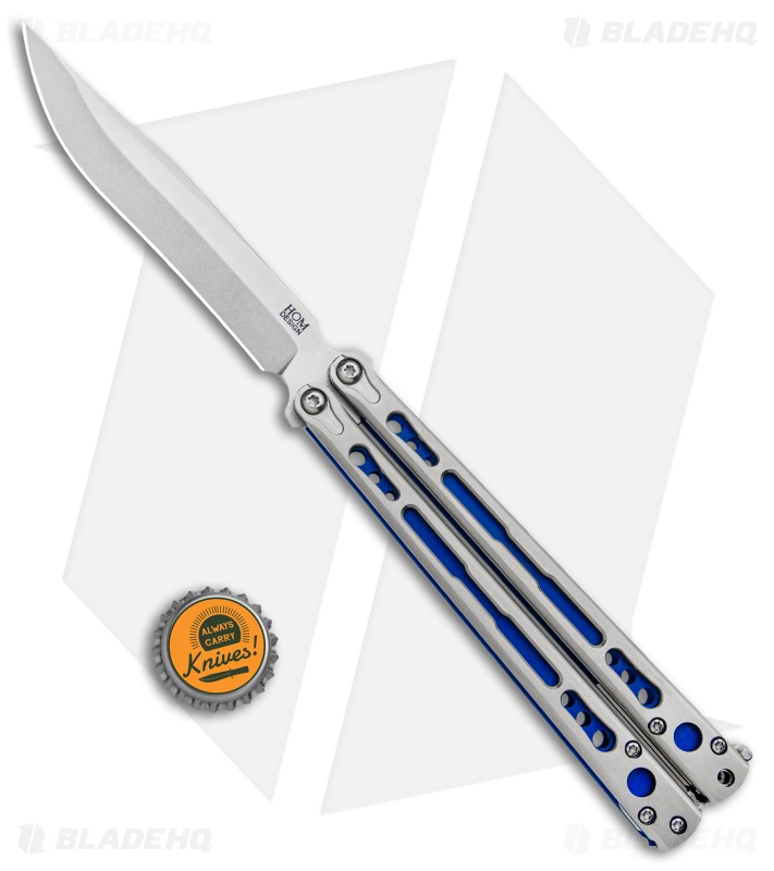 Hom Design Chimera Plus Balisong Knife Satin Ti/Blue G-10 (4.75 Two-Tone)