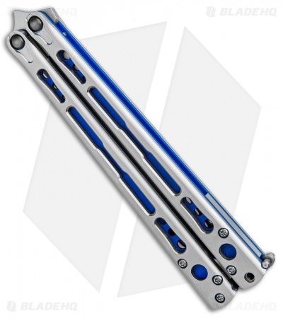 Hom Design Chimera Plus Balisong Knife Satin Ti/Blue G-10 (4.75 Two-Tone)