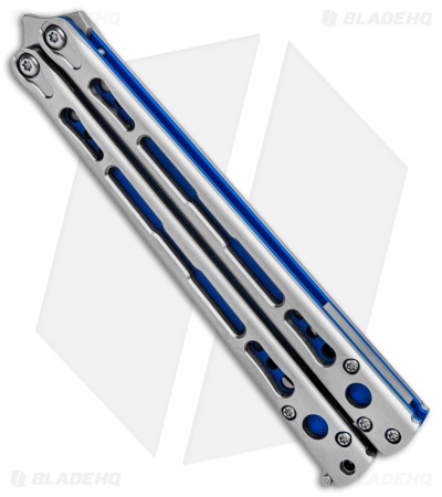 Hom Design Chimera Plus Balisong Knife Satin Ti/Blue G-10 (4.75 Two-Tone)