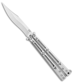 Hom Design Basilisk-R Titanium Balisong Butterfly Knife (4.6" Satin) Ti Spacers